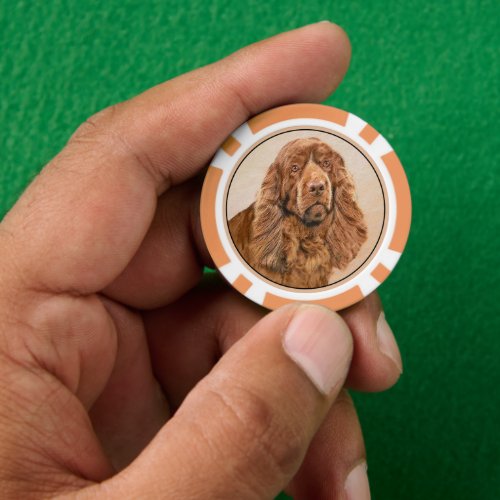 Sussex Spaniel Painting _ Cute Original Dog Art Poker Chips