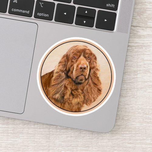 Sussex Spaniel Painting _ Cute Original Dog Art Sticker