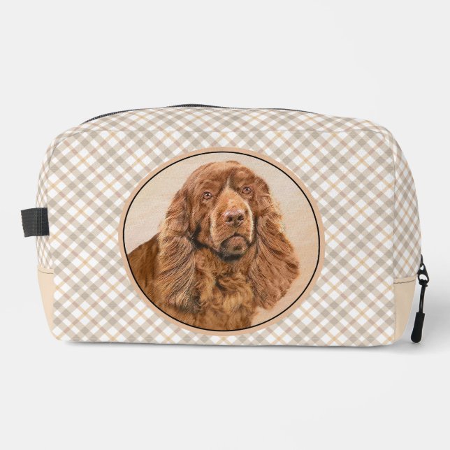 Sussex Spaniel Painting Cute Original Pet Dog Art Dopp Kit (Front)