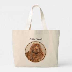 Sussex Spaniel Painting Cute Original Pet Dog Art Large Tote Bag