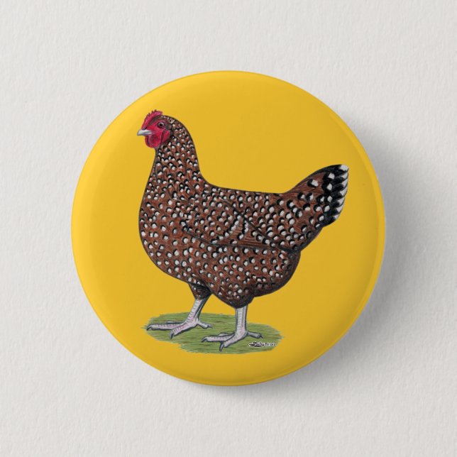 Sussex:  Speckled Hen Pinback Button (Front)