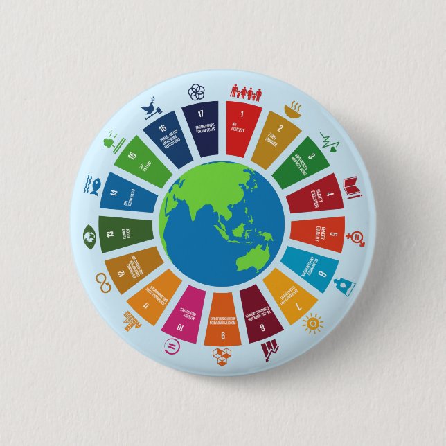 Sustainability Goals Advocacy Community Action Button (Front)