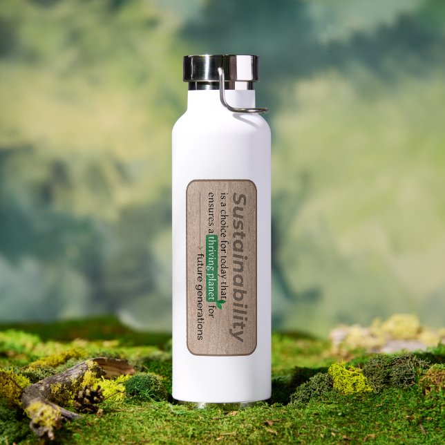 Sustainable Living Inspirational Quote Typography  Water Bottle (Outdoor)