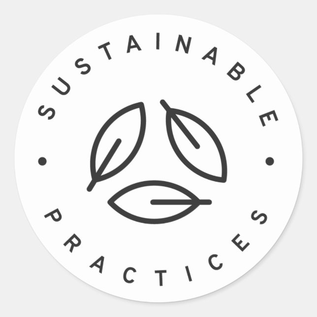Sustainable practices classic round sticker (Front)