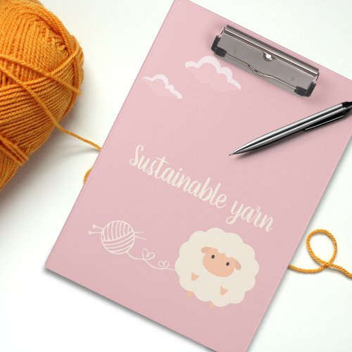 Sustainable yarn funny sheep with yarn clipboard