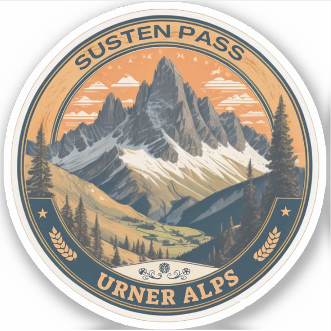 Susten Pass, Swiss Alpine Mountain Road Sticker (Front)
