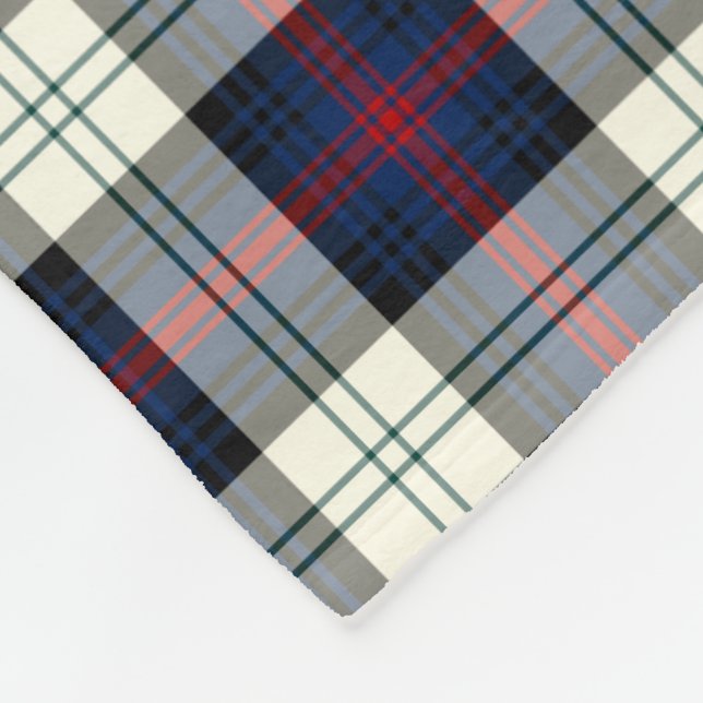 Sutherland Clan Dress Tartan Blue and White Plaid Fleece Blanket (Corner)