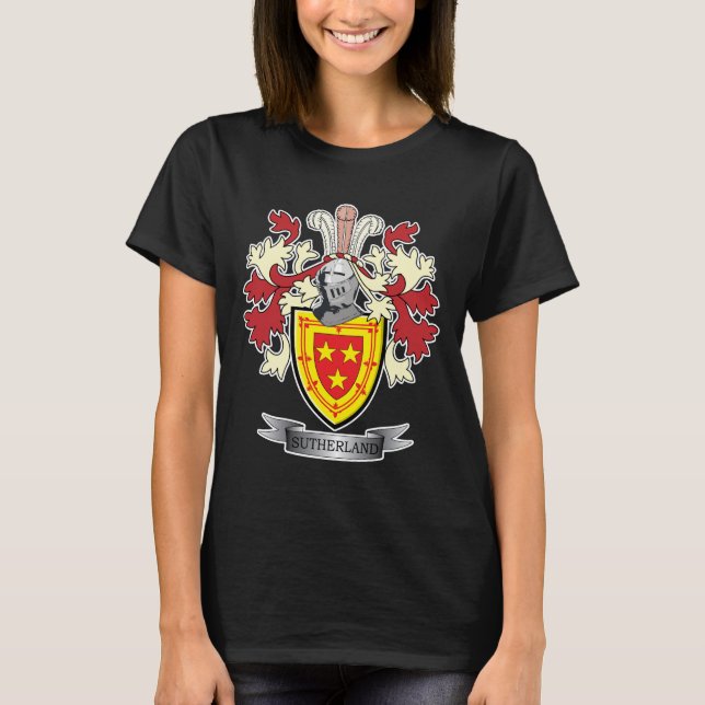 Sutherland Family Crest Coat of Arms T-Shirt (Front)