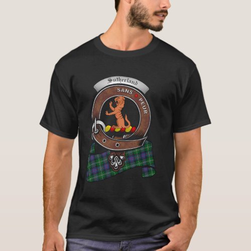 Sutherland Scottish Clan Badge Tartan T_Shirt