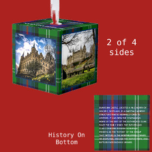 Sutherland Scottish Clan Castle Tartan 4 Photo Cube Ornament