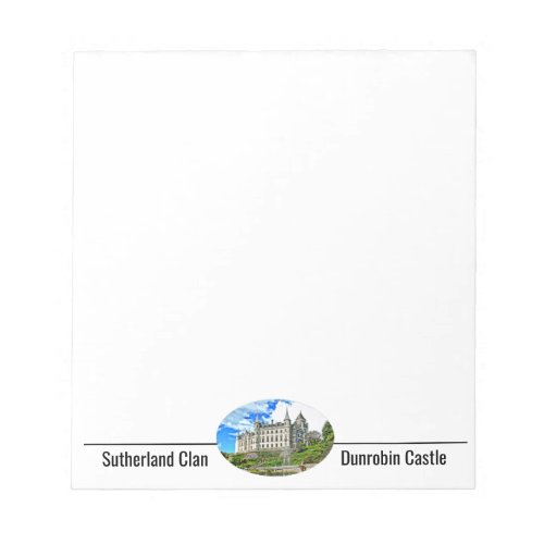 Sutherland Scottish Clan Dunrobin Castle Fun Notepad