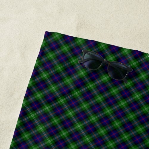 Sutherland tartan blue green plaid beach towel