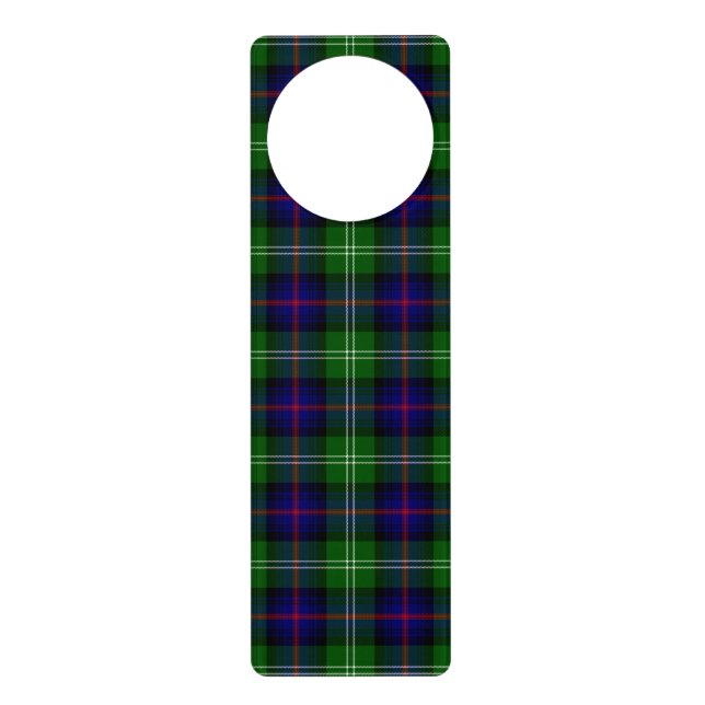 Sutherland tartan blue green plaid door hanger (Front)