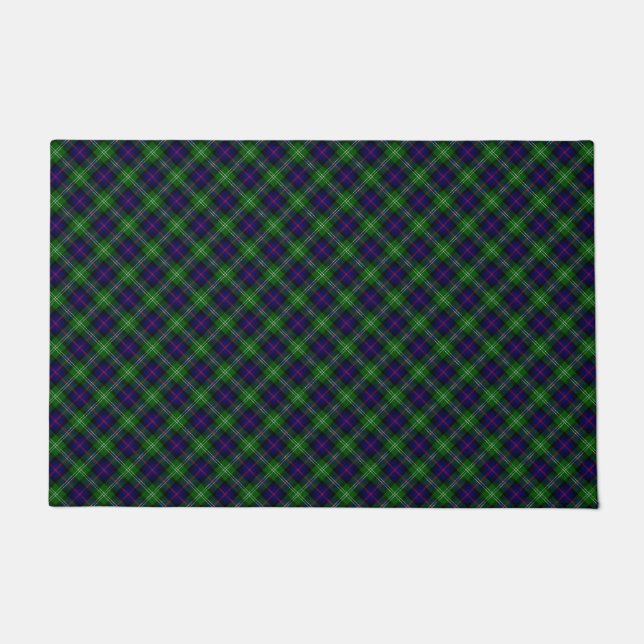 Sutherland tartan blue green plaid doormat (Front)