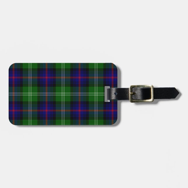 Sutherland tartan blue green plaid luggage tag (Front Horizontal)