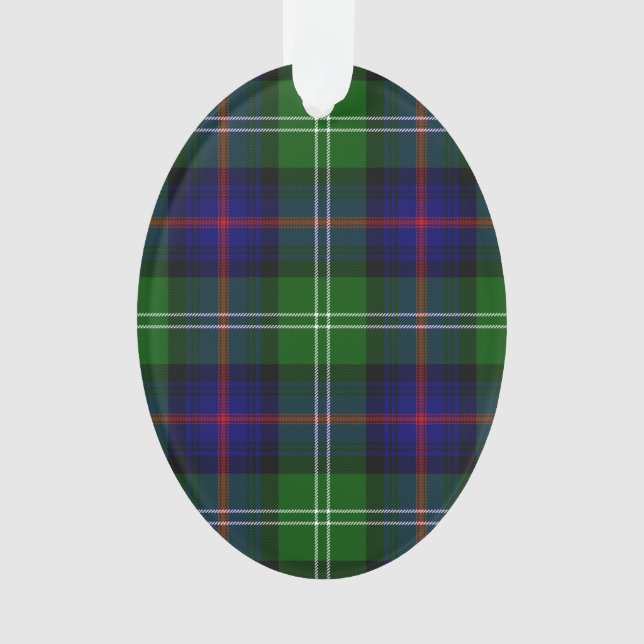 Sutherland tartan blue green plaid ornament (Front)
