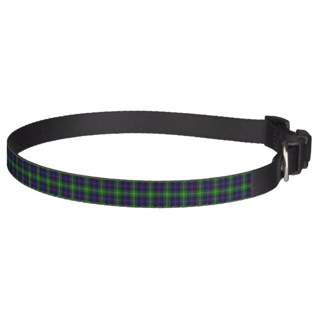 Sutherland tartan blue green plaid pet collar (Right)