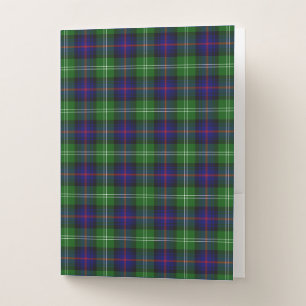Sutherland tartan blue green plaid pocket folder