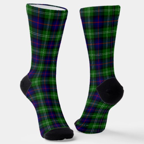 Sutherland tartan blue green plaid socks