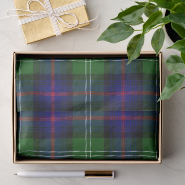 Sutherland tartan blue green plaid tissue paper (Gift)