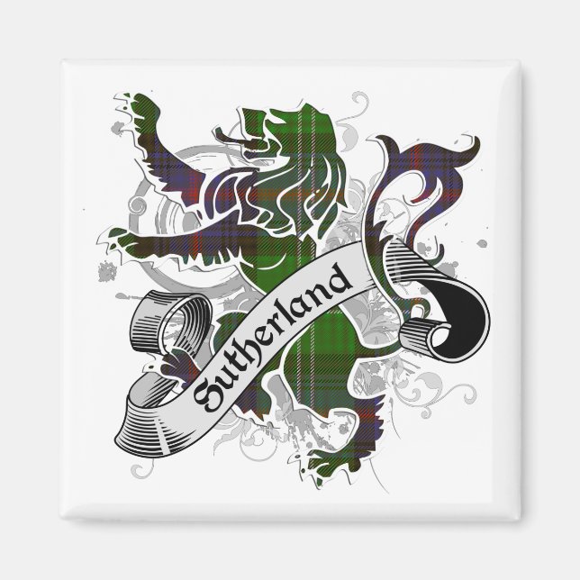 Sutherland Tartan Lion Magnet (Front)