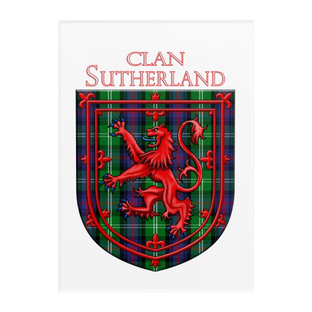 Sutherland Tartan Scottish Plaid Lion Rampant Acrylic Print (Front)