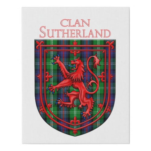 Sutherland Tartan Scottish Plaid Lion Rampant Faux Canvas Print