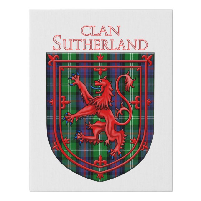 Sutherland Tartan Scottish Plaid Lion Rampant Faux Canvas Print (Front)