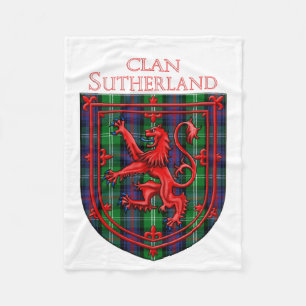 Sutherland Tartan Scottish Plaid Lion Rampant Fleece Blanket