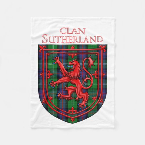Sutherland Tartan Scottish Plaid Lion Rampant Fleece Blanket