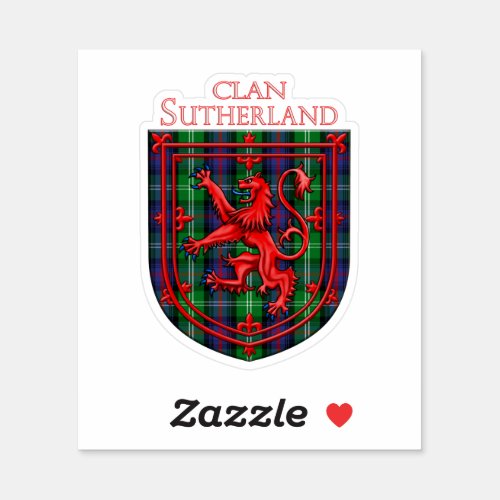 Sutherland Tartan Scottish Plaid Lion Rampant Sticker