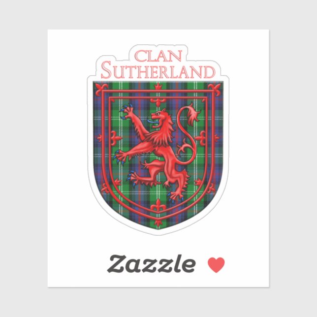 Sutherland Tartan Scottish Plaid Lion Rampant Sticker (Sheet)