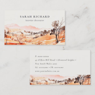 Sutle Blush Orange Watercolor Woods Mountain Business Card