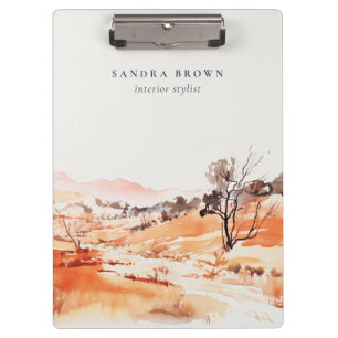Sutle Blush Orange Watercolor Woods Mountain Clipboard