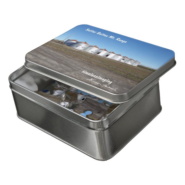 Sutter Buttes Mountain Range Ceramic Puzzle in Tin (Lid Open)
