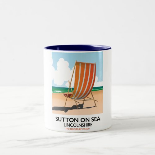 Sutton on Sea seaside travel poster Two_Tone Coffee Mug