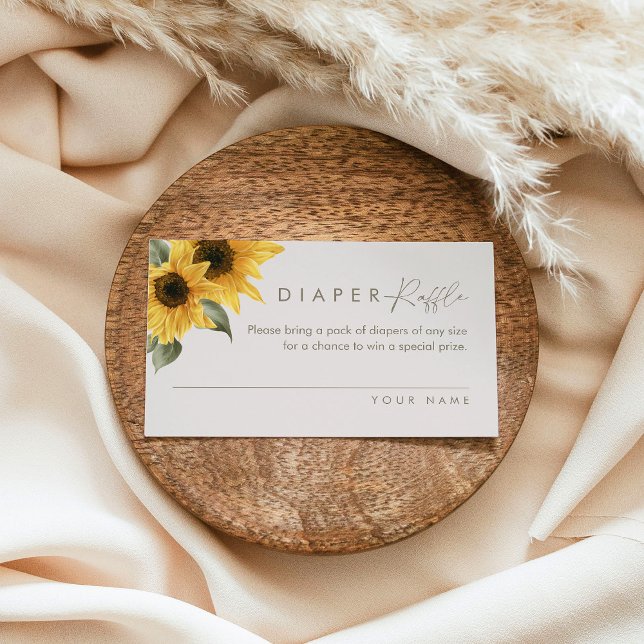 SUTTON Sunflower Diaper Raffle Ticket Enclosure Card (Creator Uploaded)