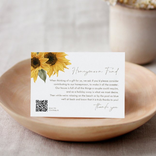 SUTTON Sunflower Wedding Honeymoon Fund QR code Enclosure Card (Creator Uploaded)