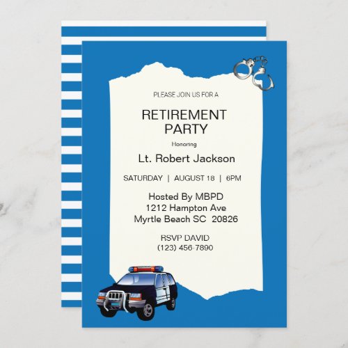 SUV Police Officer Retirement Invitation