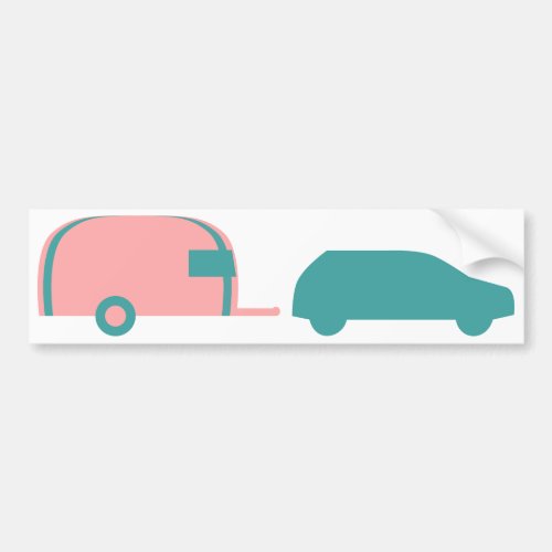 SUV Towing Stream _ Retro Colors Bumper Sticker