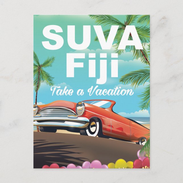 Suva, Fiji vintage vacation poster Postcard (Front)