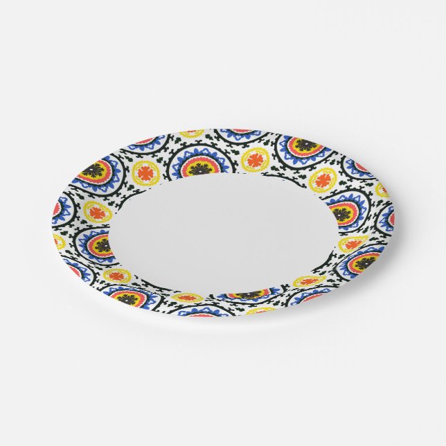 Suzani Pattern Paper Plates (Angled)
