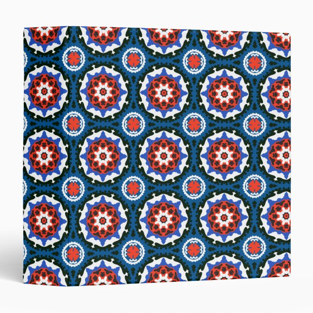 Suzani Pattern With Bold Ornament 3 Ring Binder (Front/Spine)