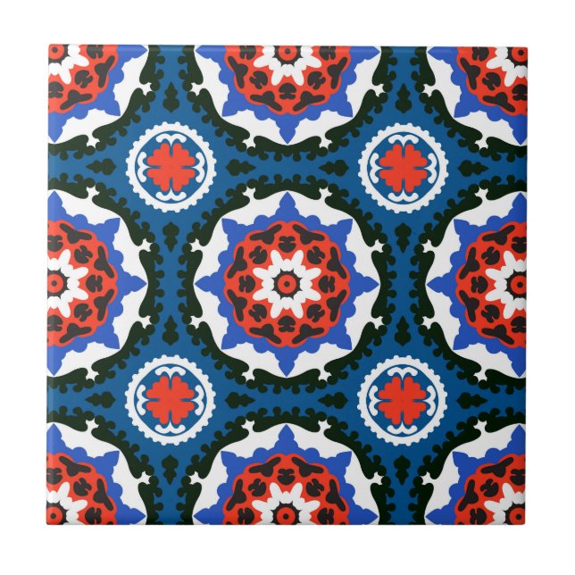 Suzani Pattern With Bold Ornament Ceramic Tile (Front)