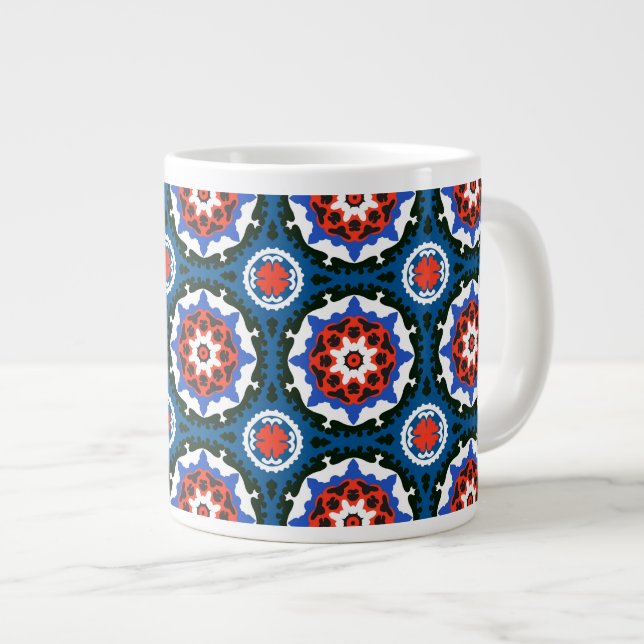 Suzani Pattern With Bold Ornament Giant Coffee Mug (Front Right)