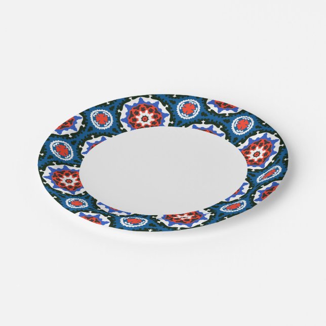 Suzani Pattern With Bold Ornament Paper Plates (Angled)