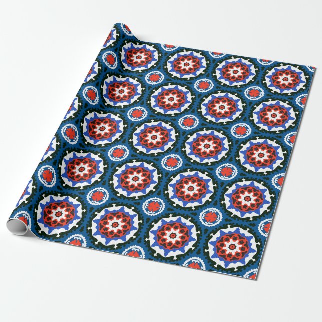 Suzani Pattern With Bold Ornament Wrapping Paper (Unrolled)