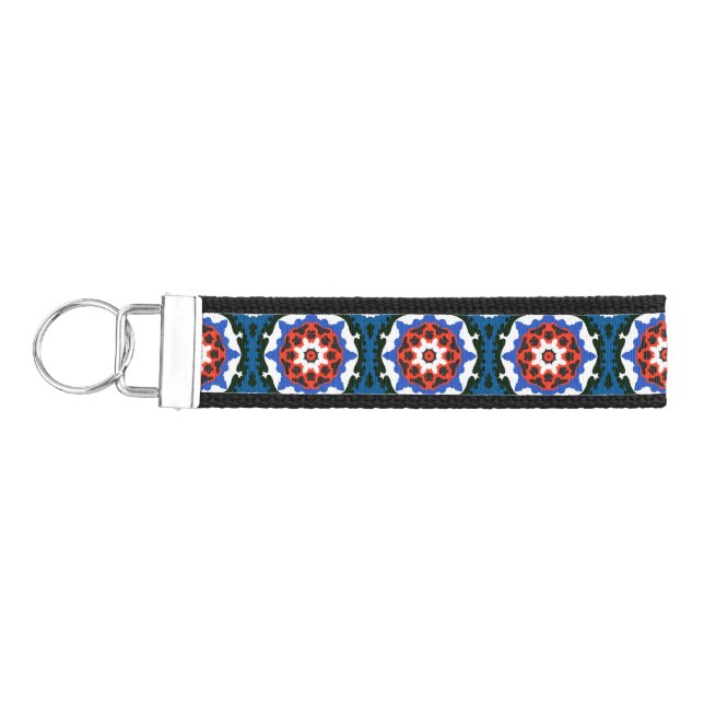 Suzani Pattern With Bold Ornament Wrist Keychain (Keys on Left)