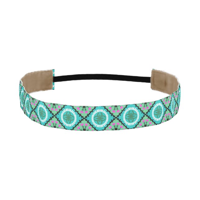 Suzani Pattern with Uzbek and Kazakh Motifs Athletic Headband (Front)