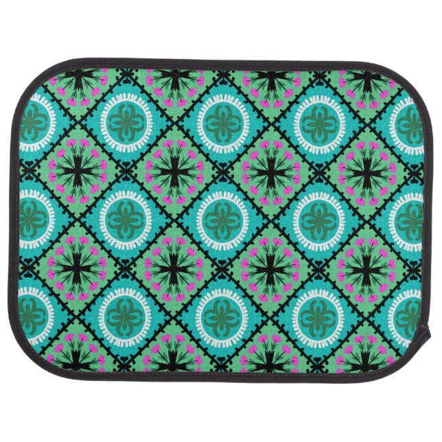 Suzani Pattern with Uzbek and Kazakh Motifs Car Mat (Rear)